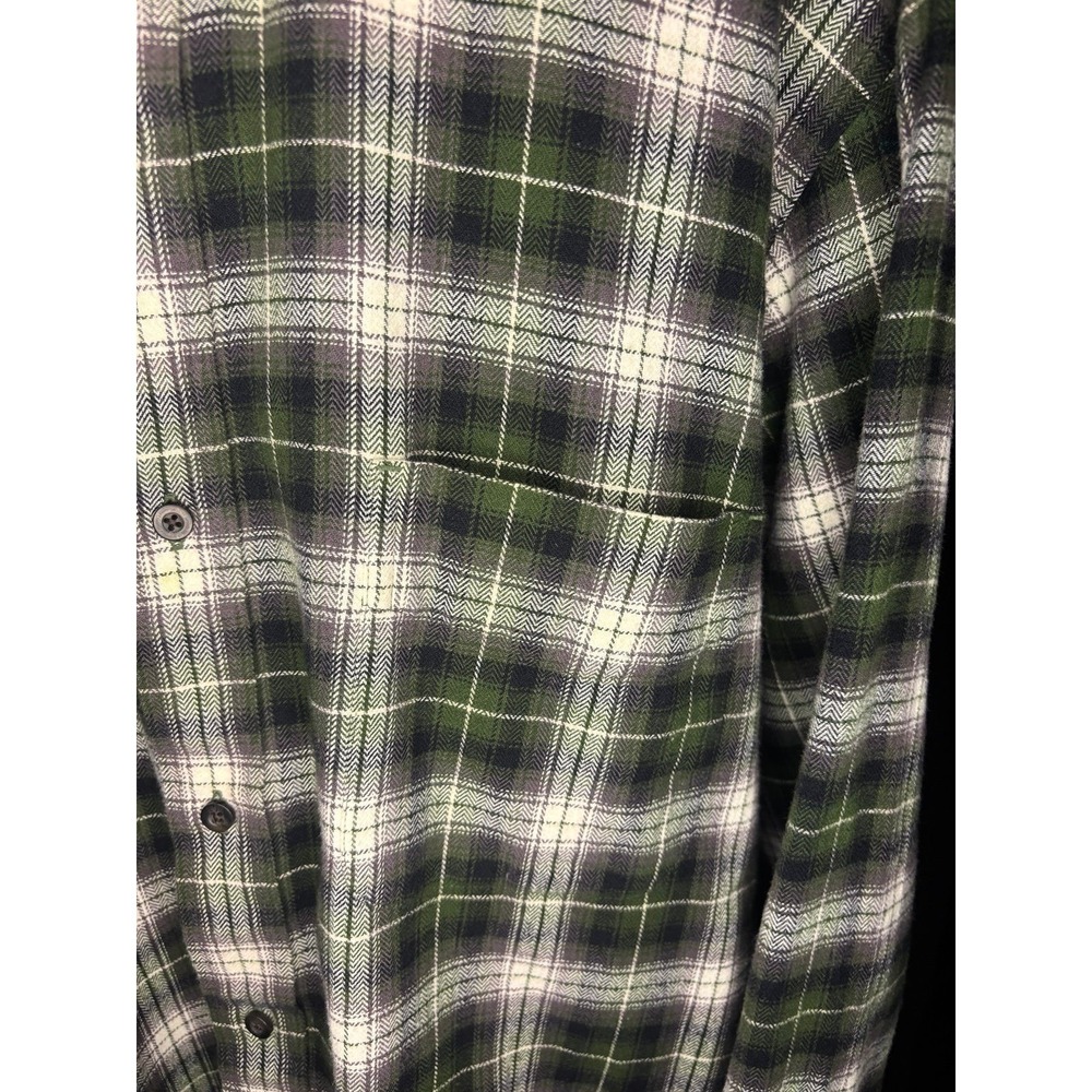 Eddie Bauer Flannel Shirt Mens XL Green Plaid Button Up Long Sleeve Cotton - Picture 4 of 11
